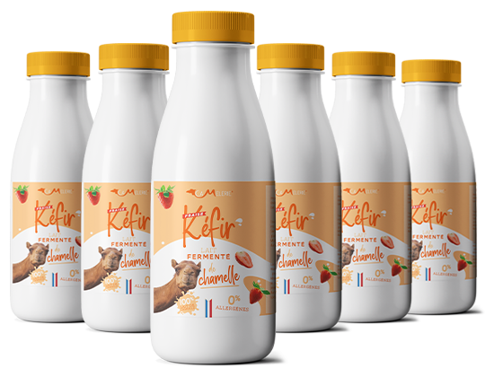 kefir lait fermente entier de chamelle - 6x0,5litre - fraise